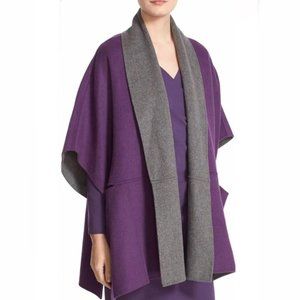 #252A NWOT Armani Collezioni Purple Reversible Wool Cashmere 2 Poncho/Cape.